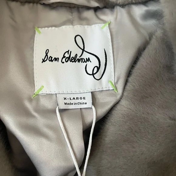 New! Sam Edelman Notched Lapel Women's Gray Faux Fur Coat Size XL - Picture 13 of 15
